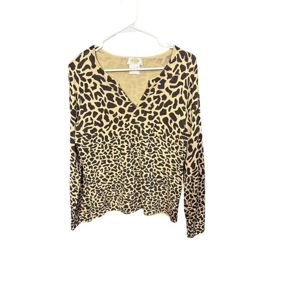 Talbots Tops - Vintage Talbots Leopard Print Long Sleeve Top L Silk Blend Dry‎ Clean Only